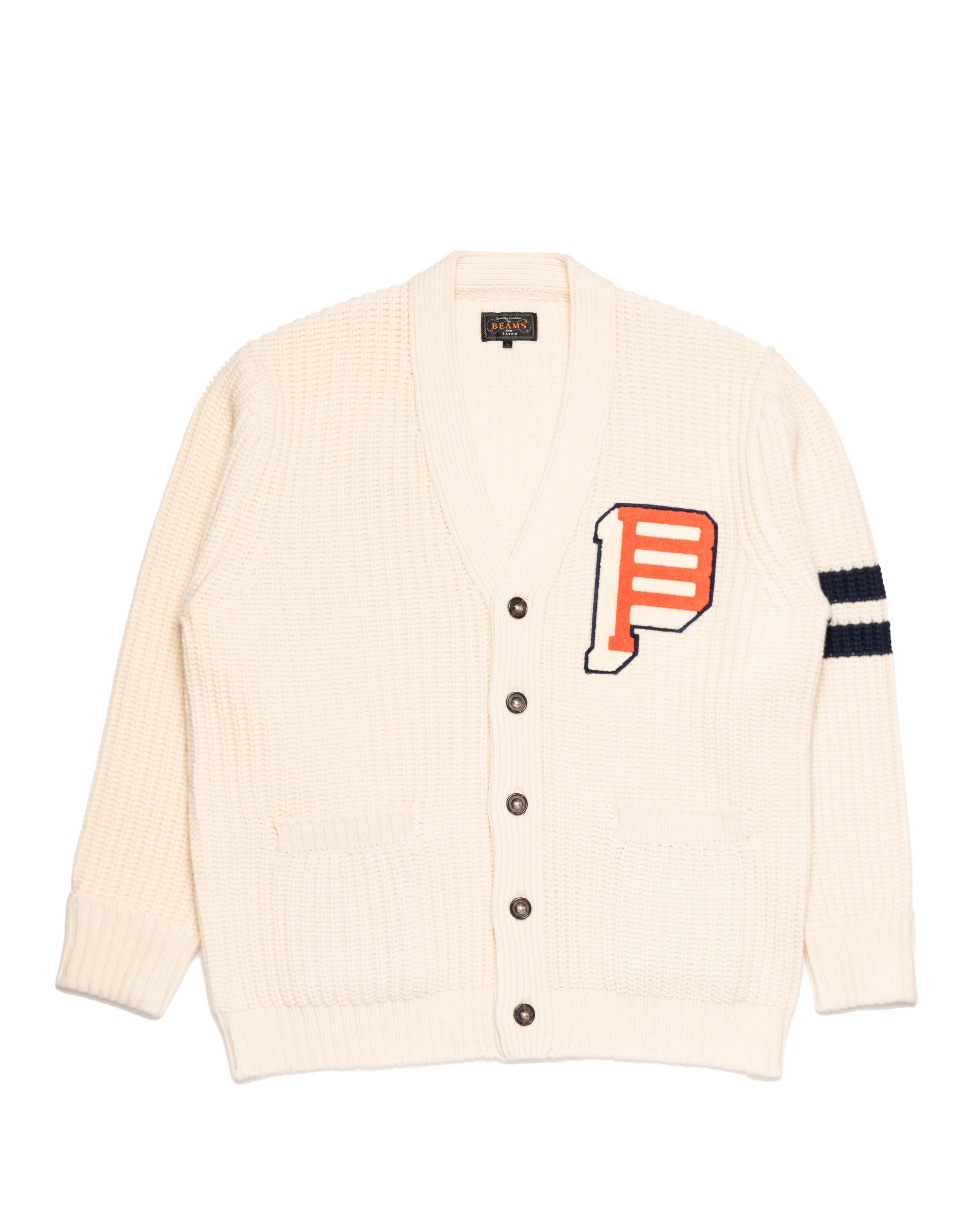 Beams+ Cardigan Lettered 3G