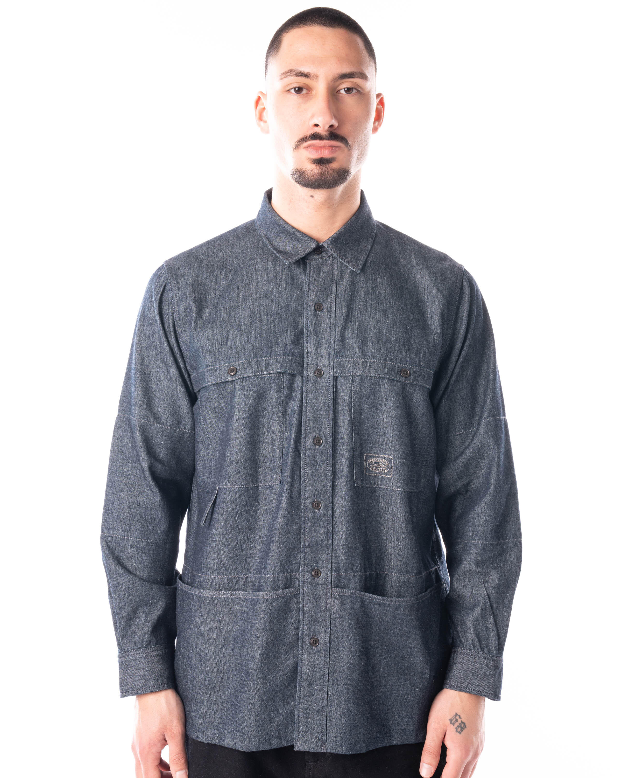 snow peak TAKIBI Light Denim Utility Shirt | SH-21AU401-IN | AFEW 