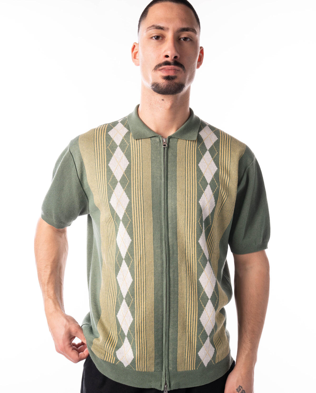 Beamsplus Zip Knit Polo Stripe - Image 3