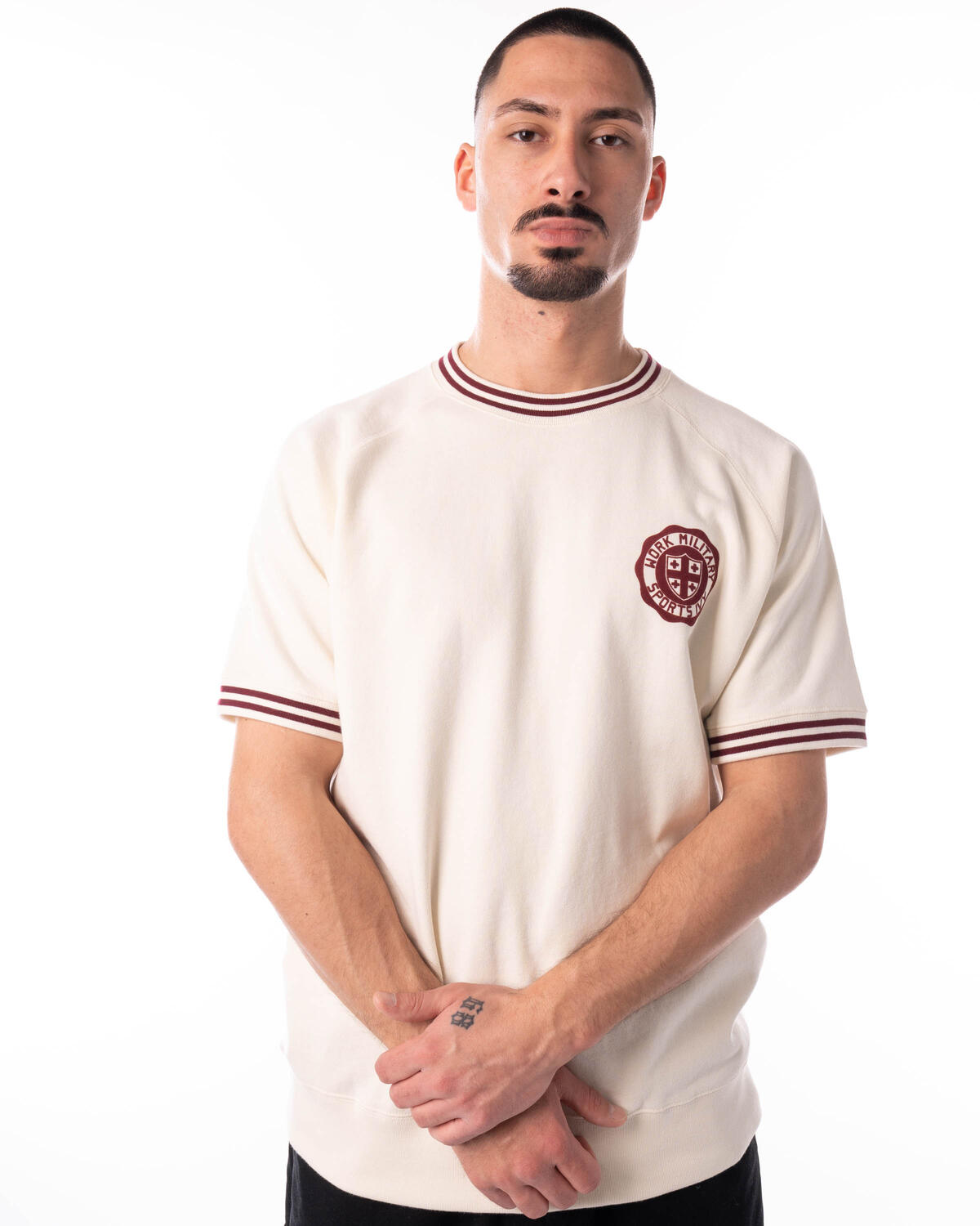 Beamsplus Short Sleeve Sweat Rib Line Print T-Shirt - Image 3