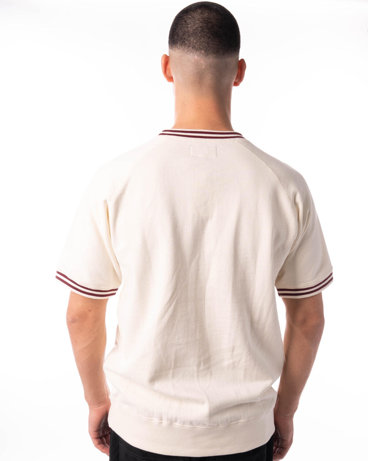 Beamsplus Short Sleeve Sweat Rib Line Print T-Shirt - Image 4