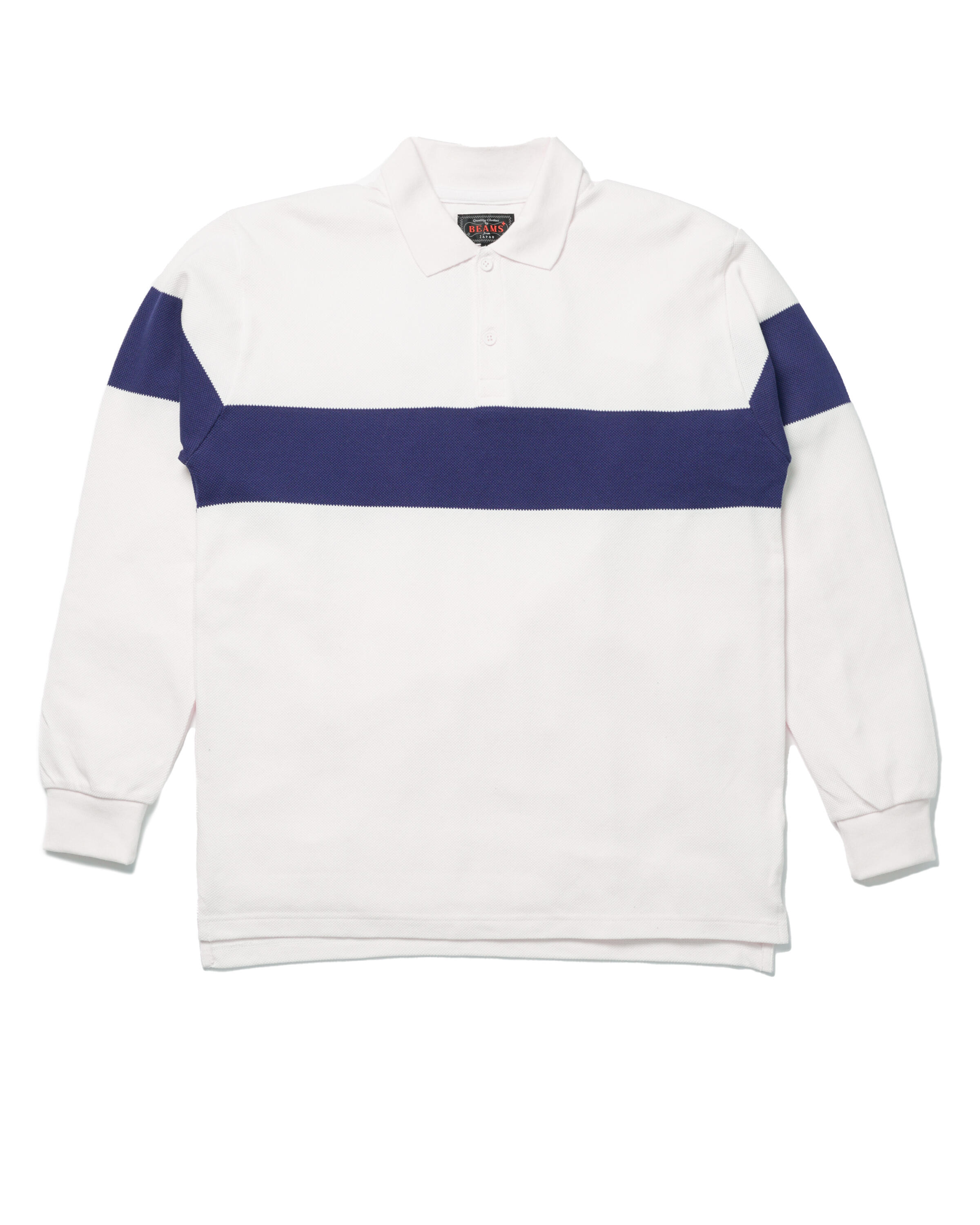 Beams+ Pique Polo Panel Stripe