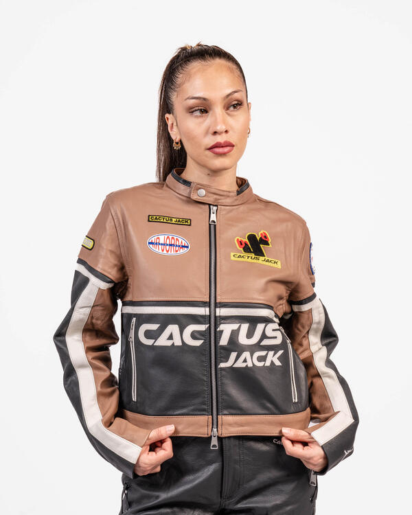 Nike Travis Scott Cactus Jack Air Jordan Leather Jacket • Women’s MEDIUM -  NEW