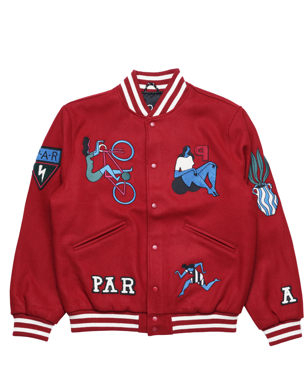 By Parra Run Sit & Bike Varsity Jacket 'Dark Red' - Image 2