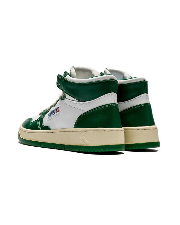 Autry Green & White Medalist Mid Sneakers