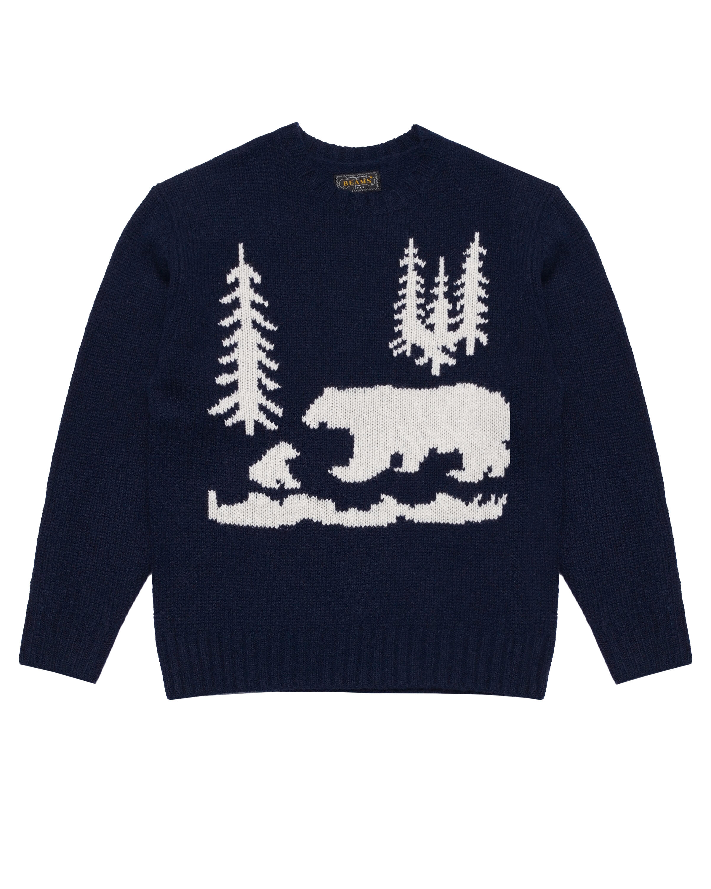 Beams+ Crew Neck Intarsia 3G