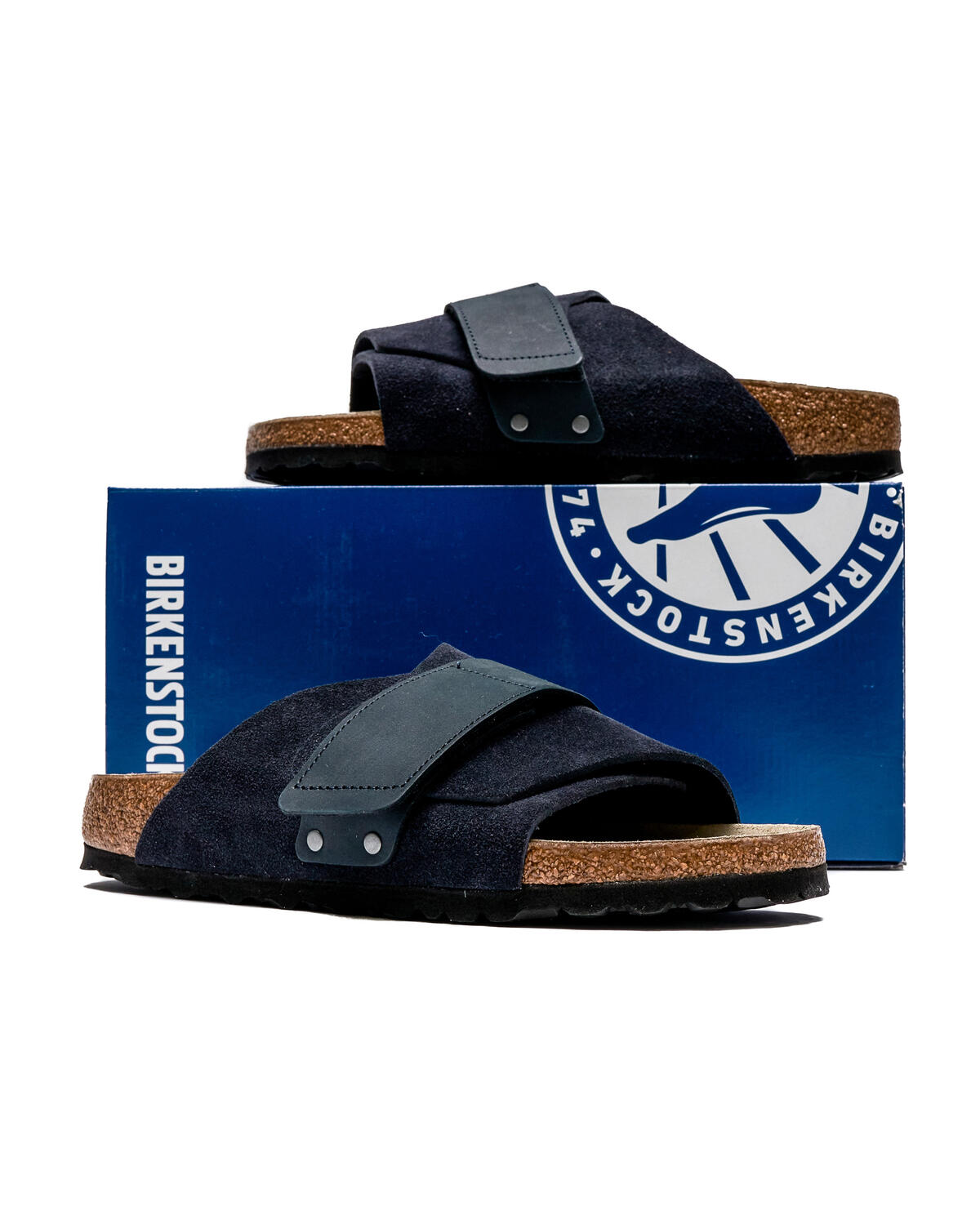 New Birkenstock Kyoto Midnight Navy Suede Slide Sandals Men EU 40 Regular NWOB 41 NIB Birkenstock Kyoto Nubuck-Suede Leather Midnight Blue main image 4