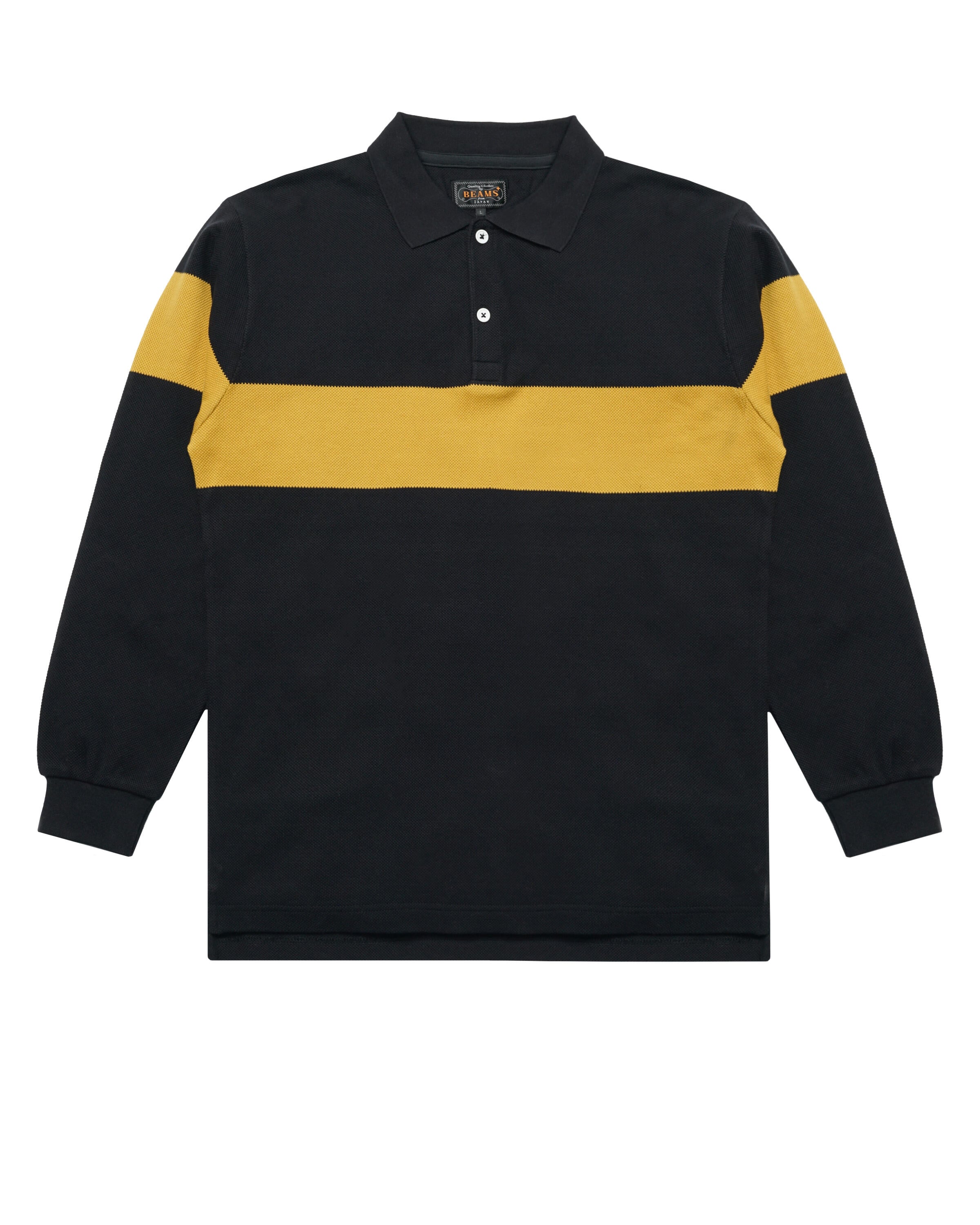 Beams+ Pique Polo Panel Stripe