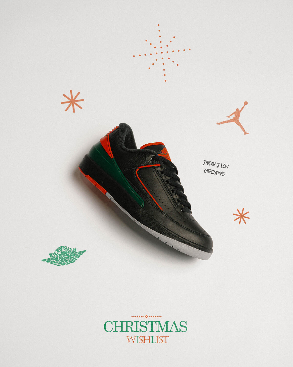 Air Jordan 2 Retro Low 'Christmas' - Black/Fire Red/Cement Grey - Image 37