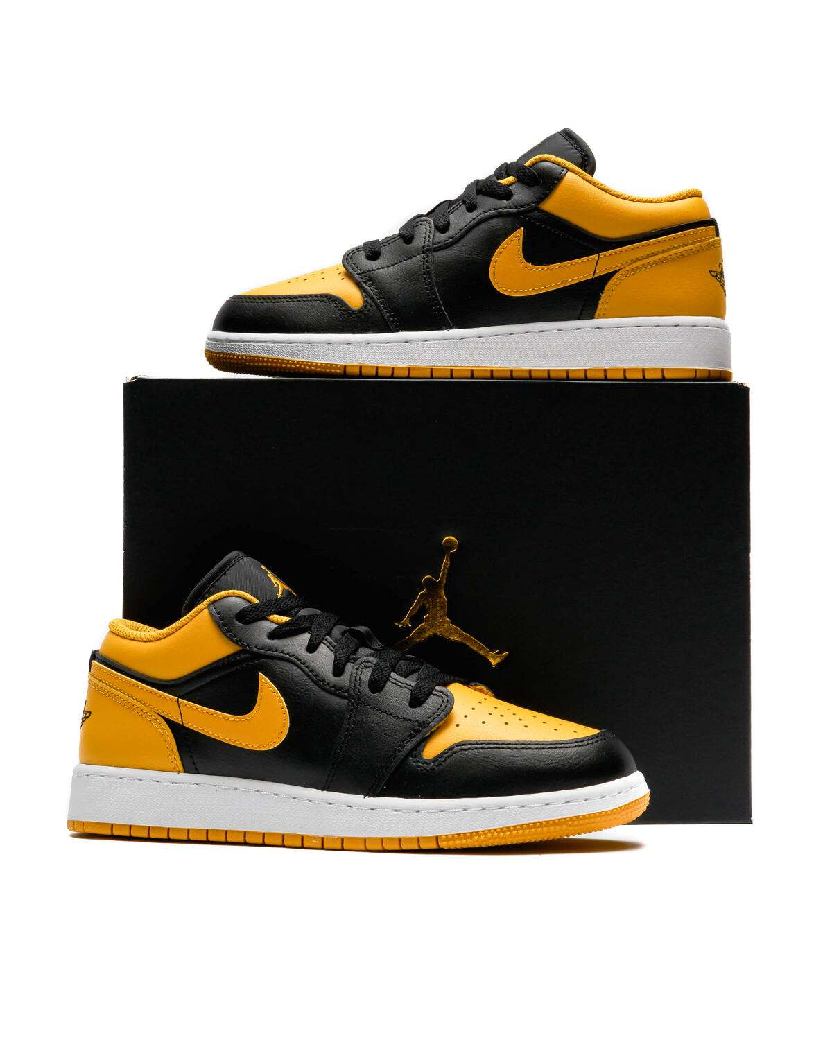 Air Jordan 1 Kids Low Black / Yellow Ochre / White (GS) - Image 6