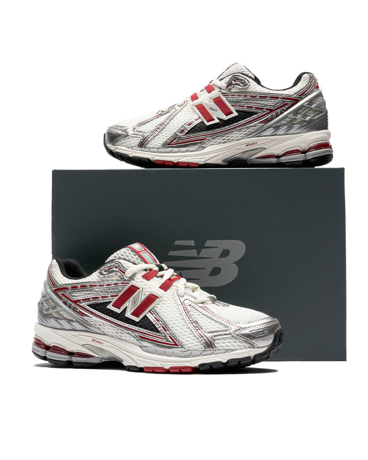 New Balance 1906R in Silver Metallic + Crimson (GS) - Image 6