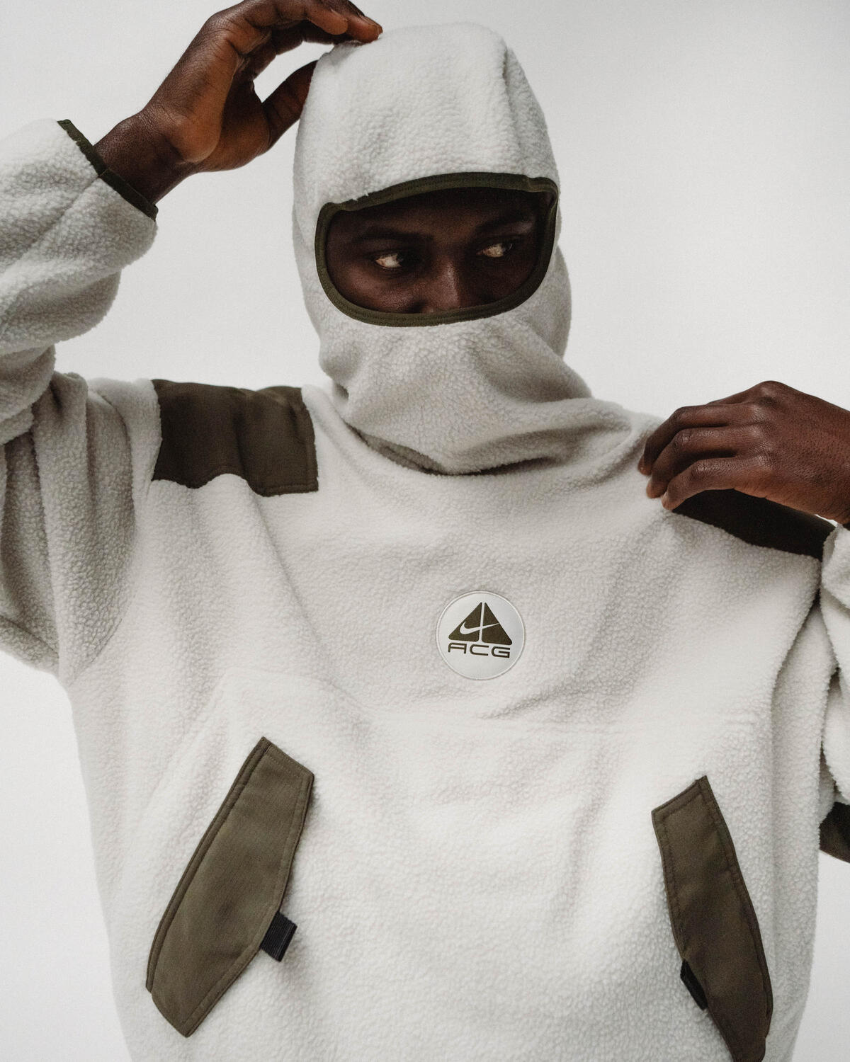 Nike ACG Retro Balaclava Hoodie Light Bone / Cargo Khaki / Black - Image 4