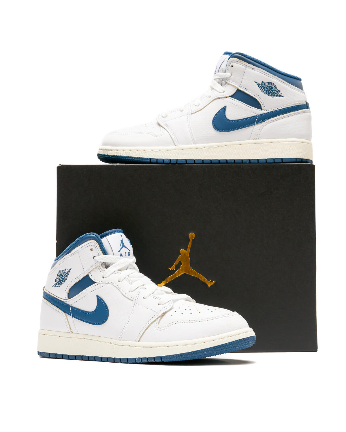 Jordan Kid's Air Jordan 1 Mid SE (GS) White/Industrial Blue - Image 29