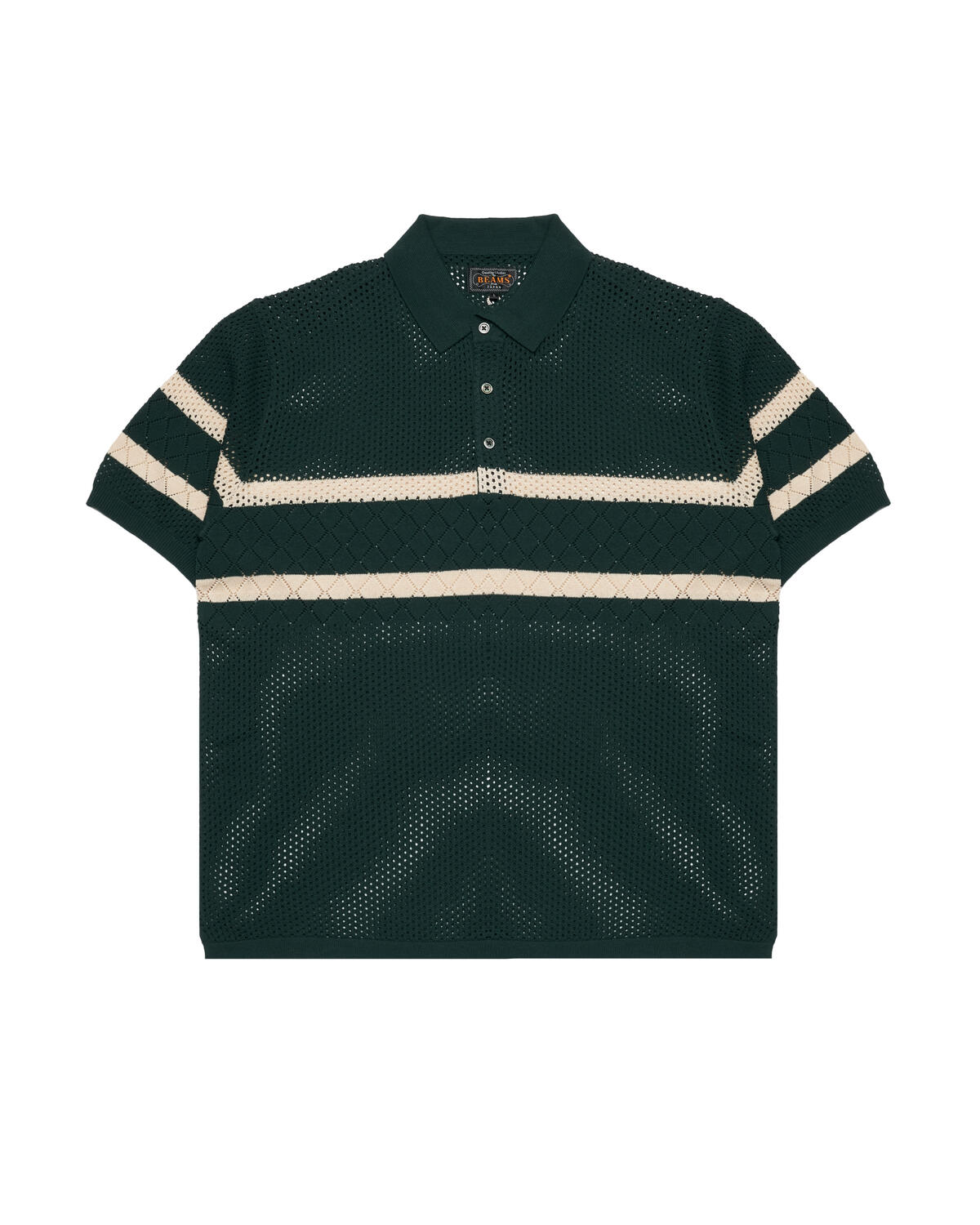Beams Plus Knit Polo Mesh Stripe - Image 2