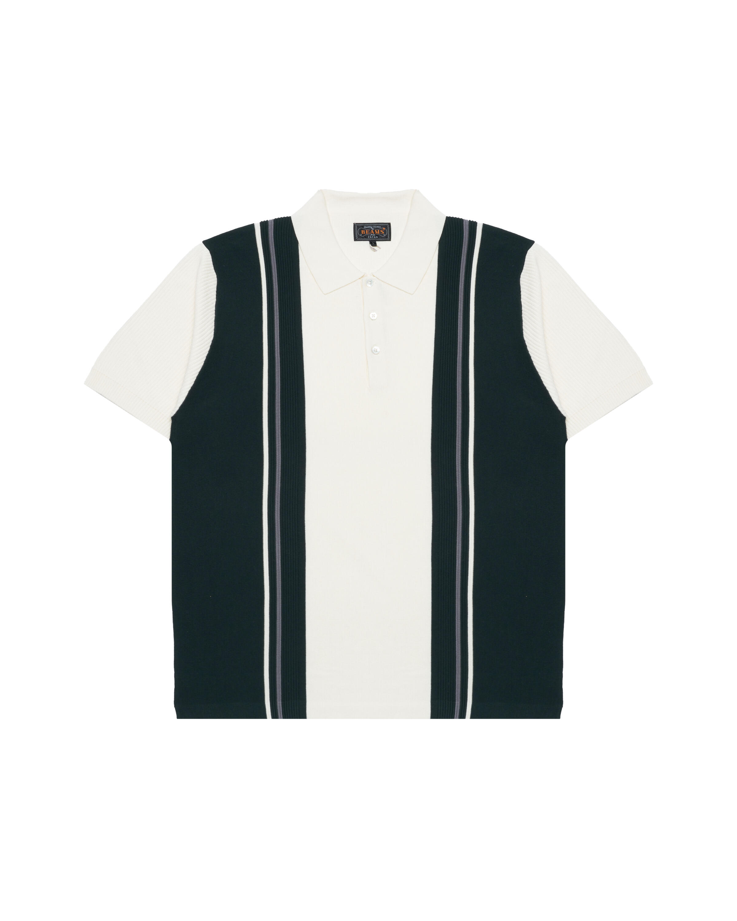 Beams+ Knit Polo Stripe