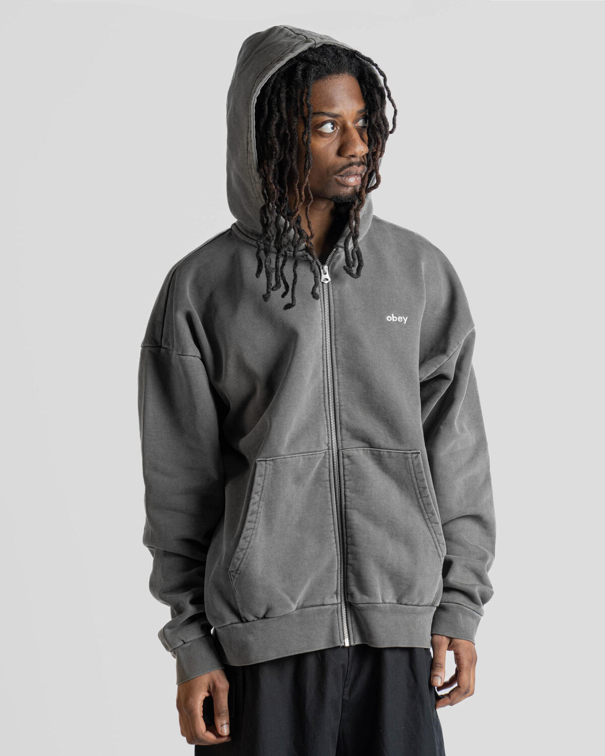 Obey Lowercase Pigment Zip Hoodie - Image 4
