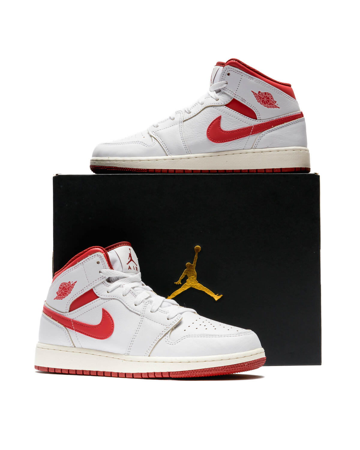 Air Jordan 1 Mid SE (GS) White/Lobster/Dune Red - Image 17