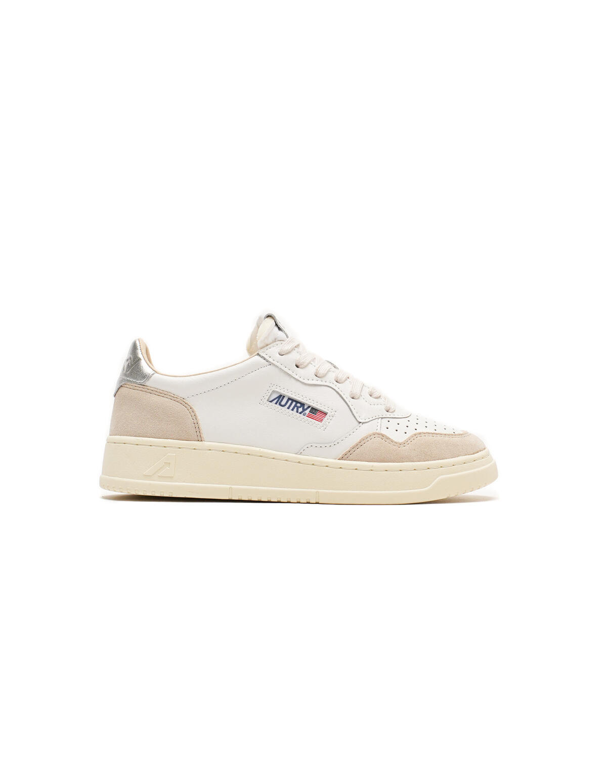 Autry Medalist leather and suese low woman's sneakers - white silver (Women's) - Image 5