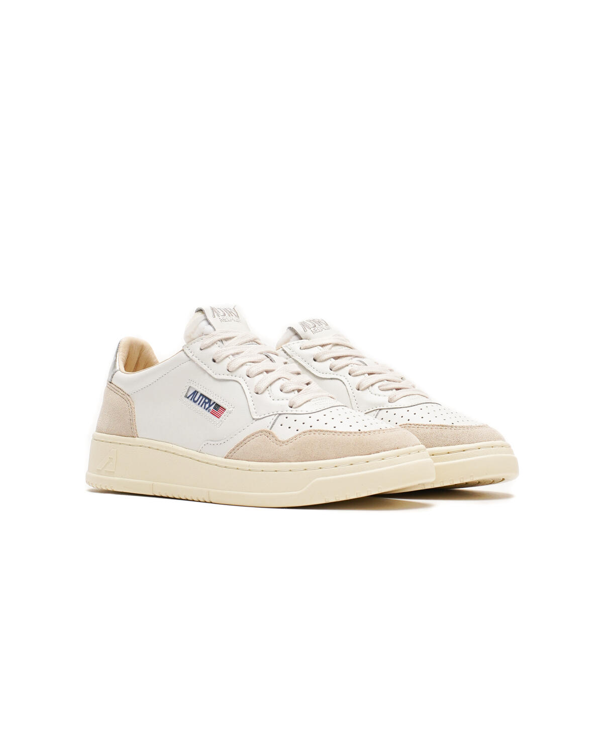 Autry Medalist leather and suese low woman's sneakers - white silver (Women's) - Image 6