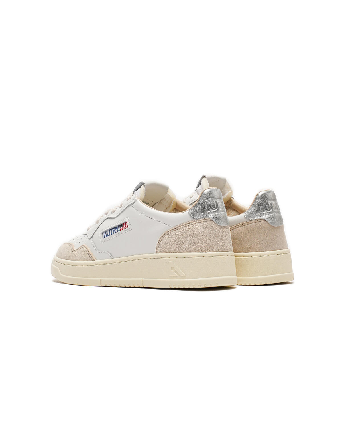 Autry Medalist leather and suese low woman's sneakers - white silver (Women's) - Image 7