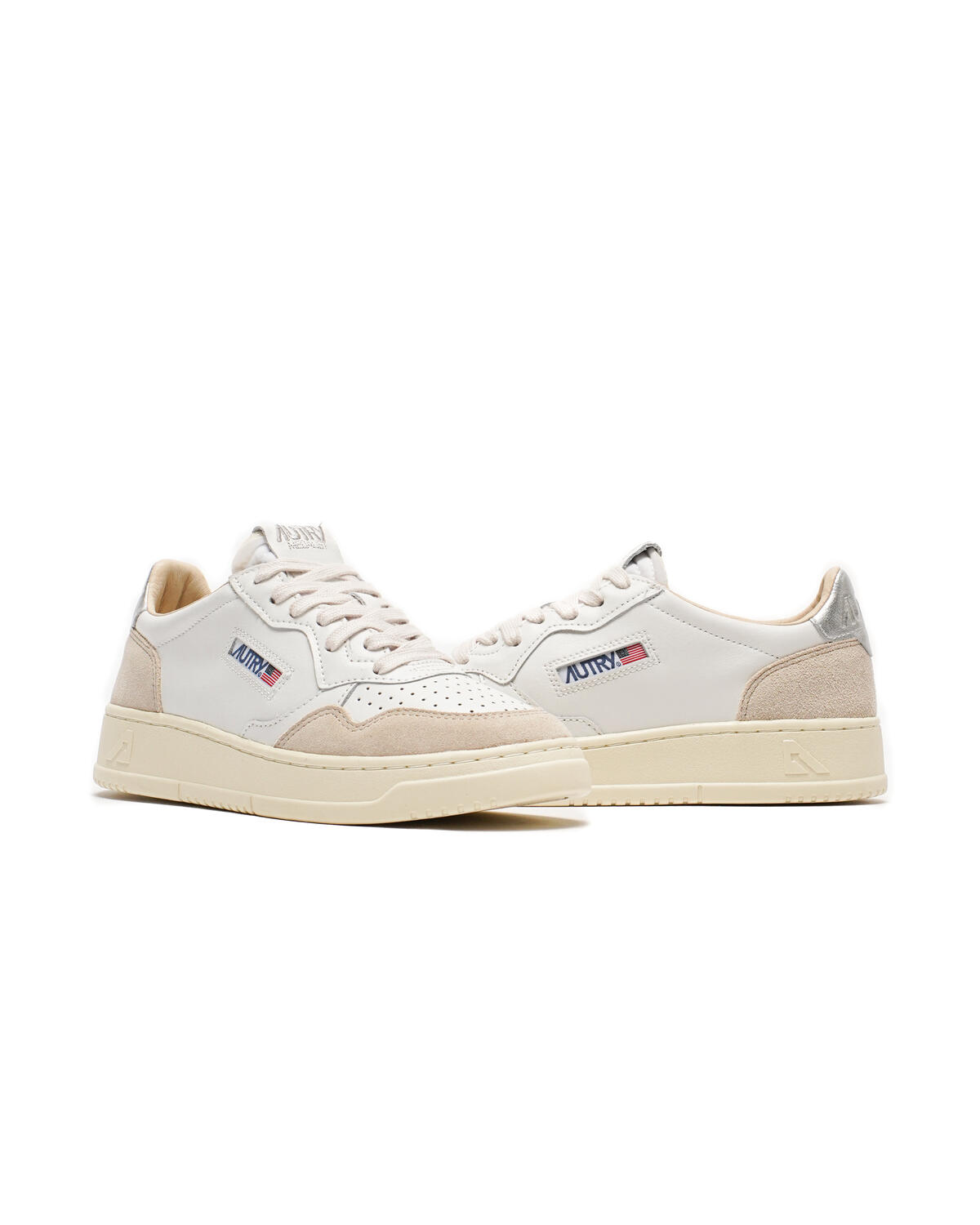 Autry Medalist leather and suese low woman's sneakers - white silver (Women's) - Image 8