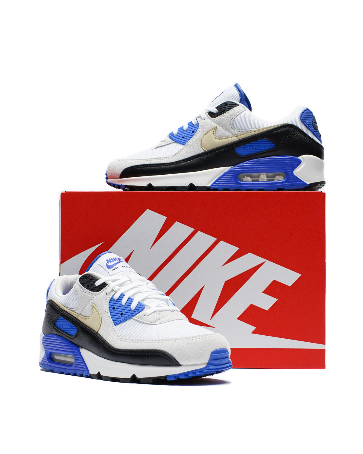 Nike Air Max 90 White / Khaki - Racer Blue - Black - Image 11