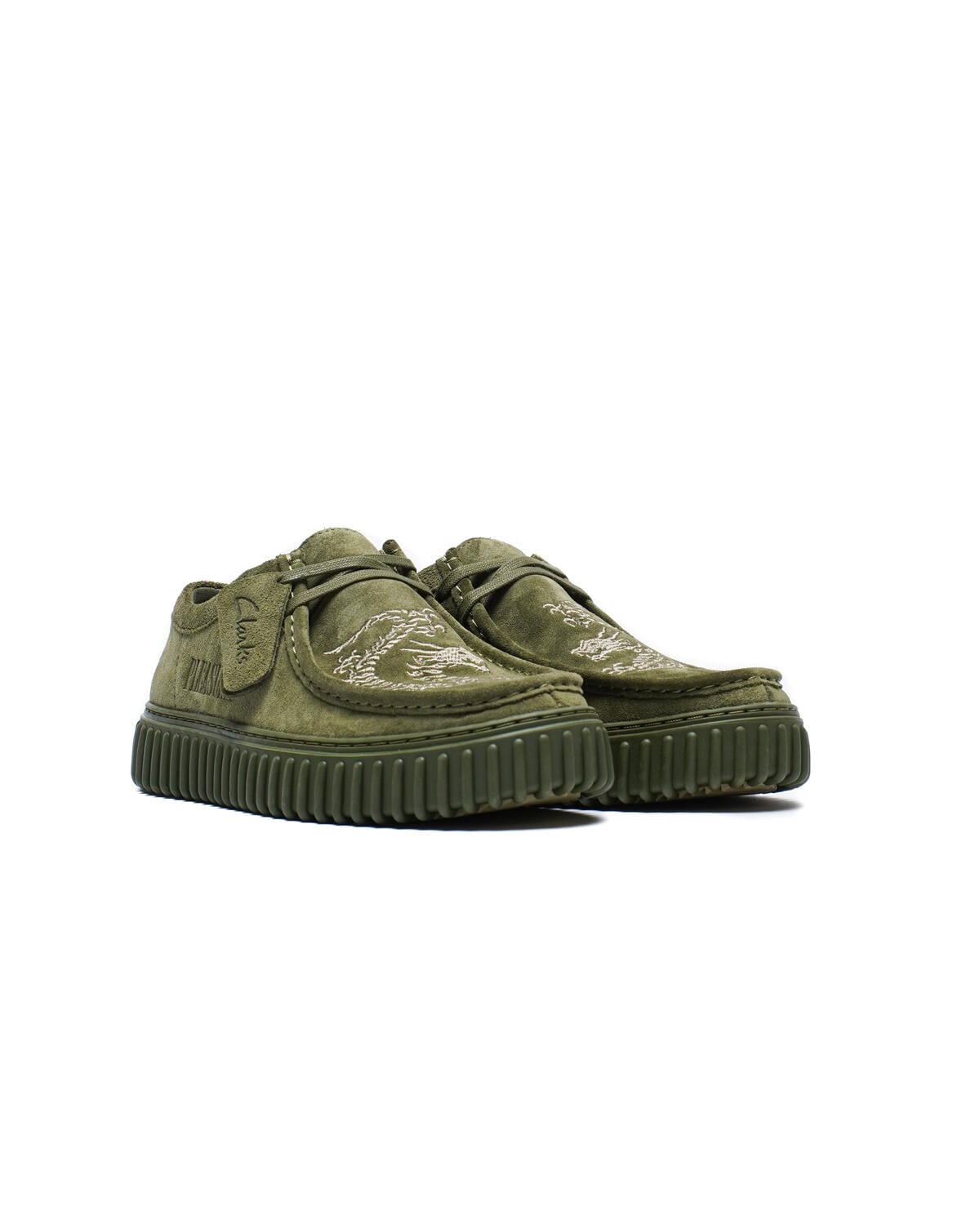 Clarks x Pleasures Torhill Drgn Olive Sneakers Men’s US 7 Limited Edition CLARKS X PLEASURES TORNHILL DRGNLO - OLIVE SUEDE – HOMETEAM main image 4