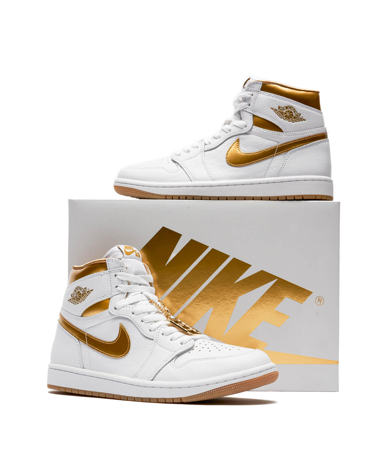 Jordan WMNS Air Jordan 1 High OG - White / Metallic Gold / Gum Light Brown - Image 18