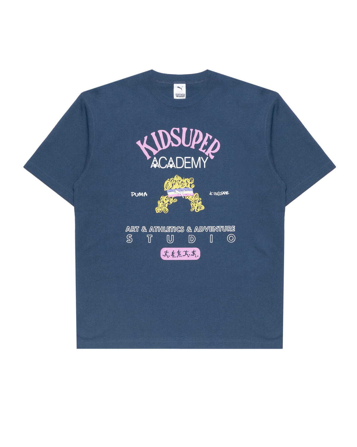 Puma x KidSuper Academy Graphic Mens Short Sleeve Shirt - Navy/Pink - Image 2