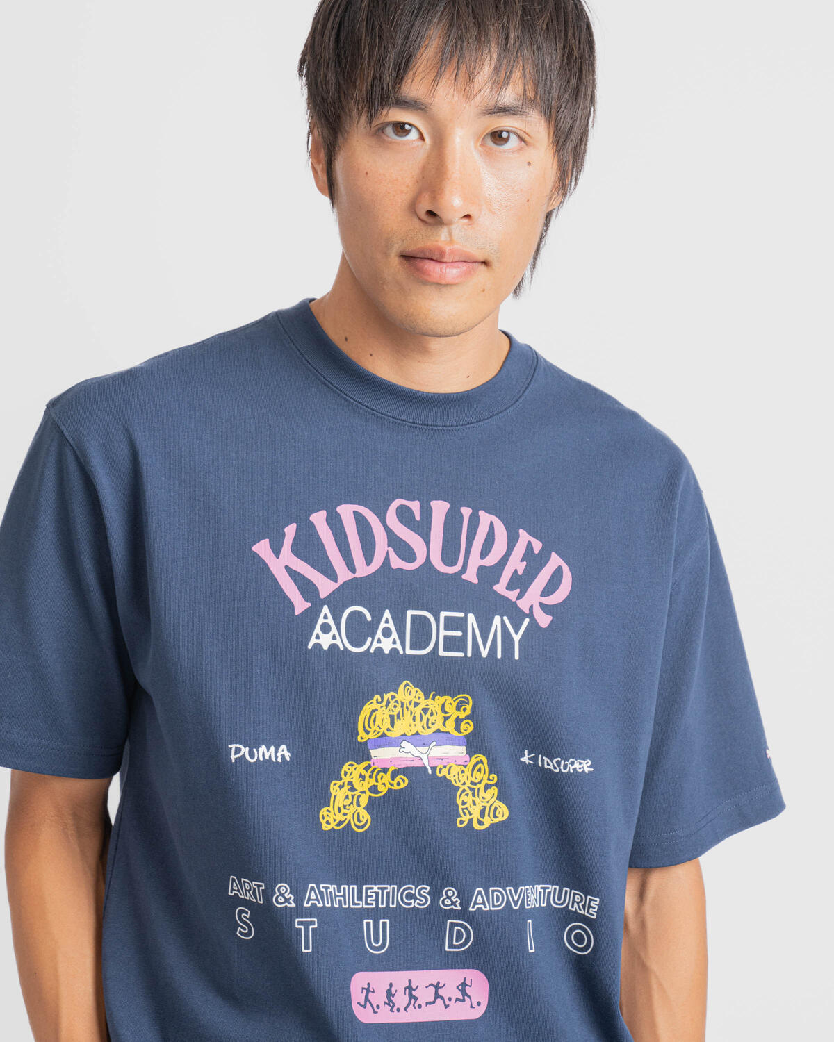 Puma x KidSuper Academy Graphic Mens Short Sleeve Shirt - Navy/Pink - Image 6