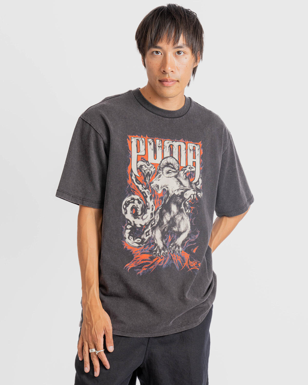 PUMA Aries Chimera Acid Wash Tee 'PUMA Black' - Image 9