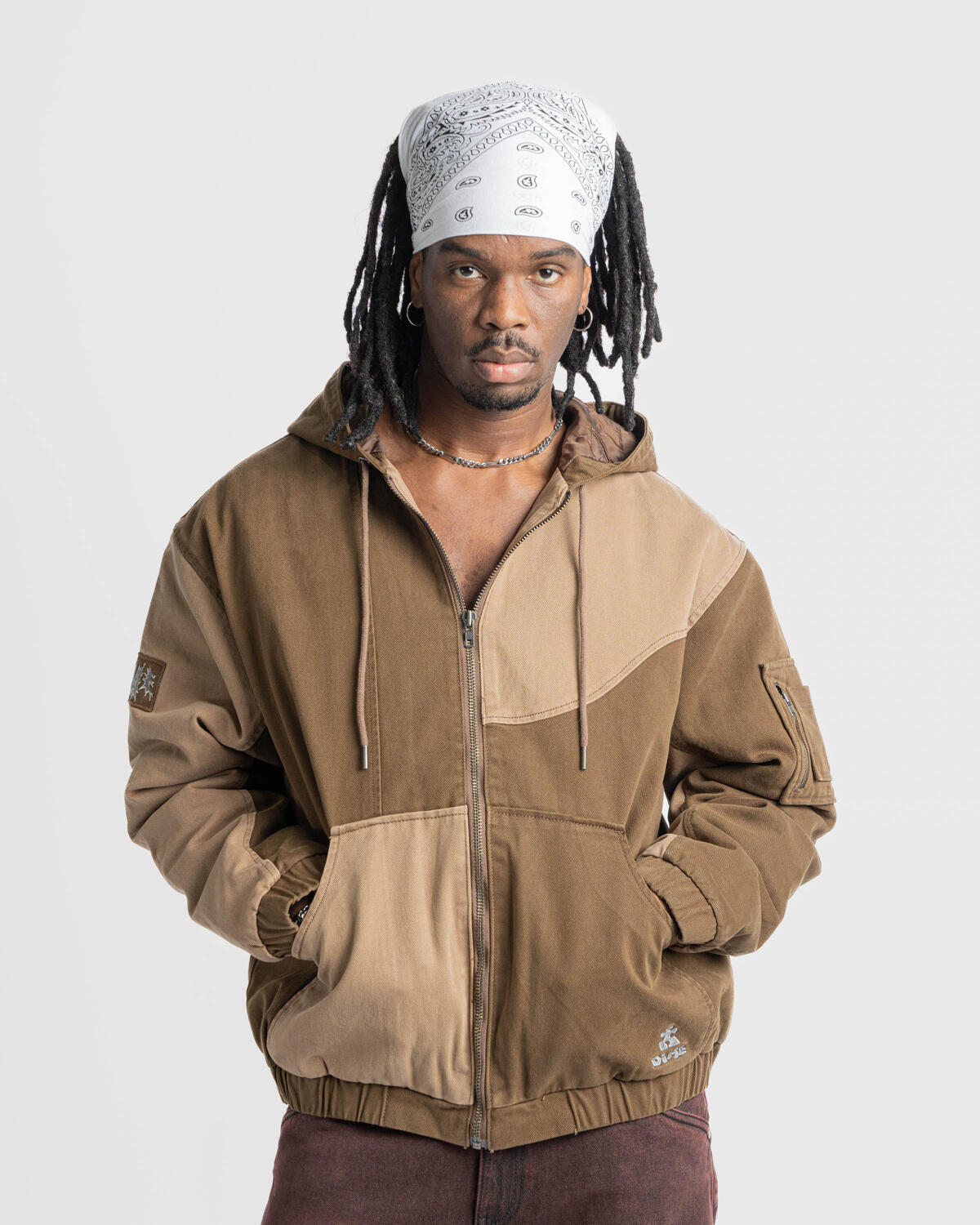 Dime Panel Denim Hooded Bomber - Image 4