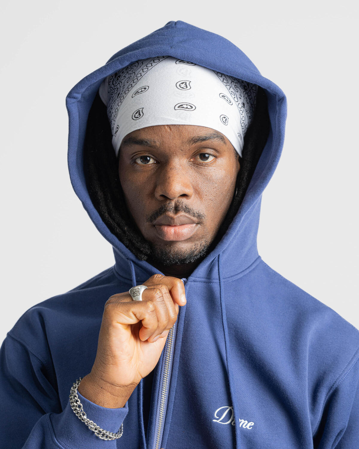 Dime Cursive Zip Hoodie | DIMEFA2425BLU | AFEW STORE