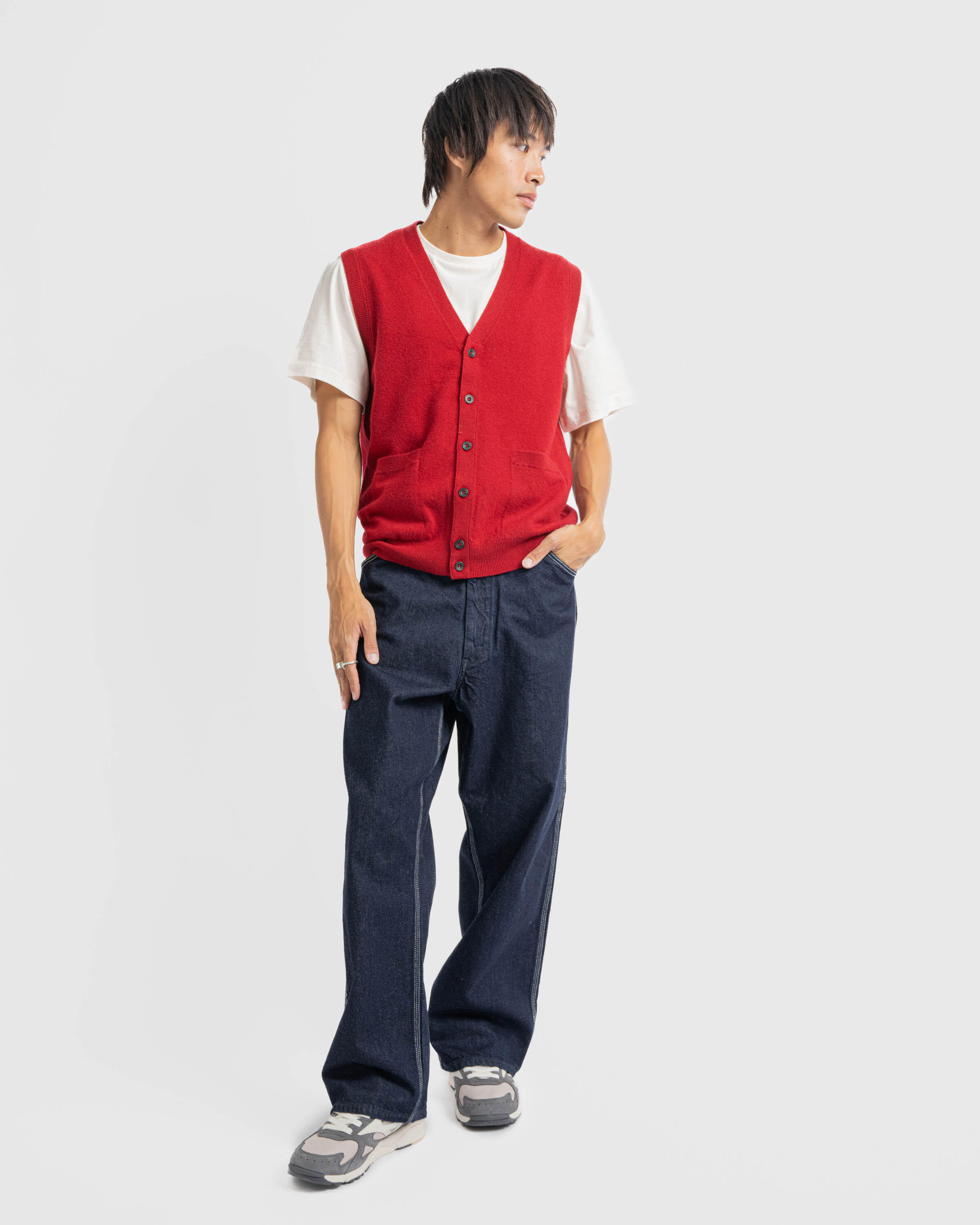 Beams+ Button Knit Vest Solid | 3805-0027-048-35 | AFEW STORE