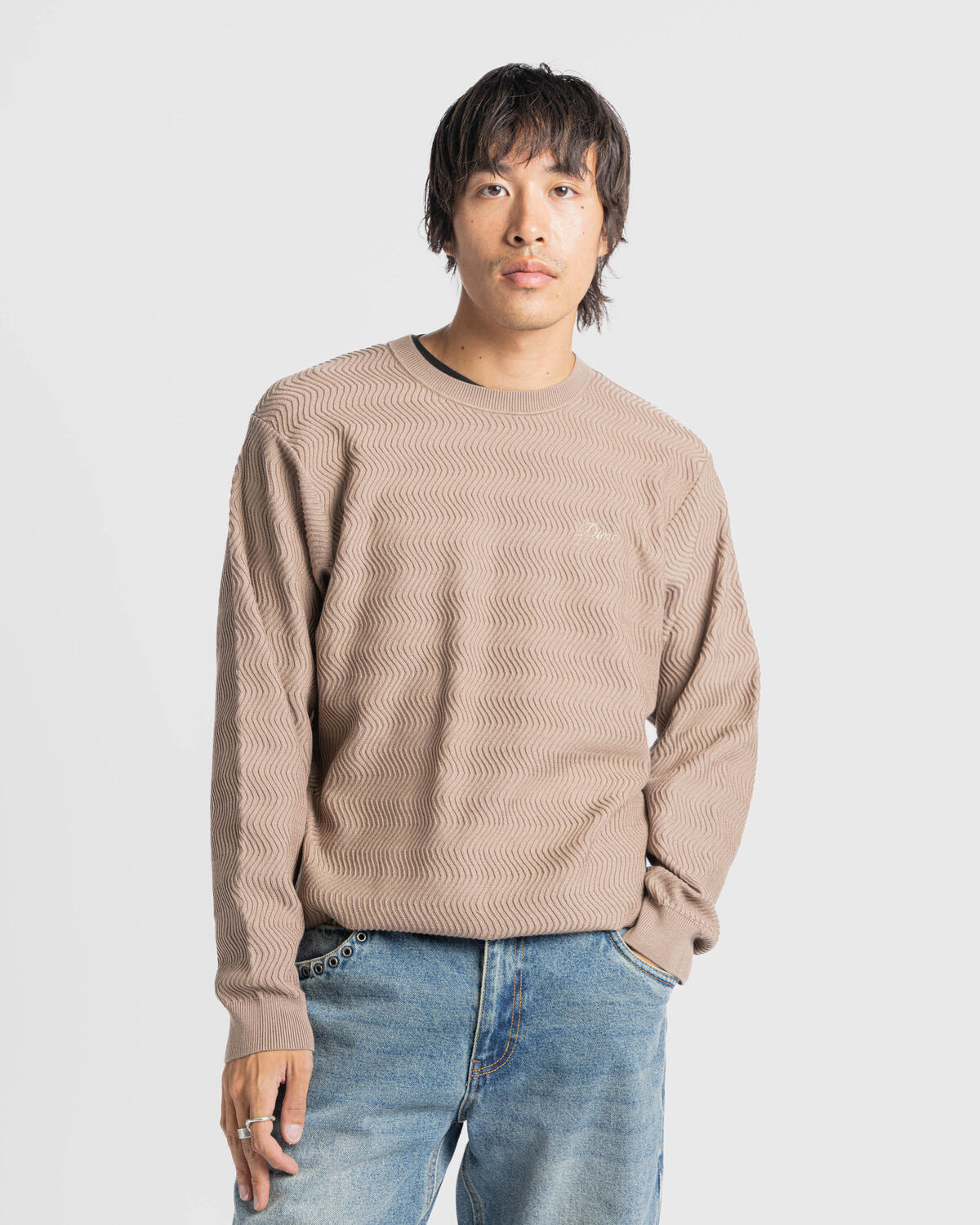 Dime Wave Cable Knit Sweater M ブラウン｜ファッション