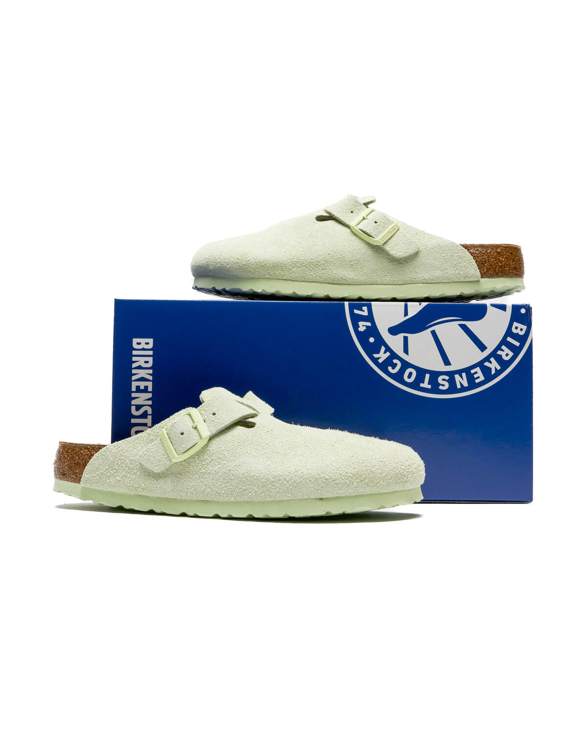 Birkenstock Mens Boston BS Faded Lime Birkenstock Boston Soft Suede Footbed Sandal Faded Khaki  main image 3