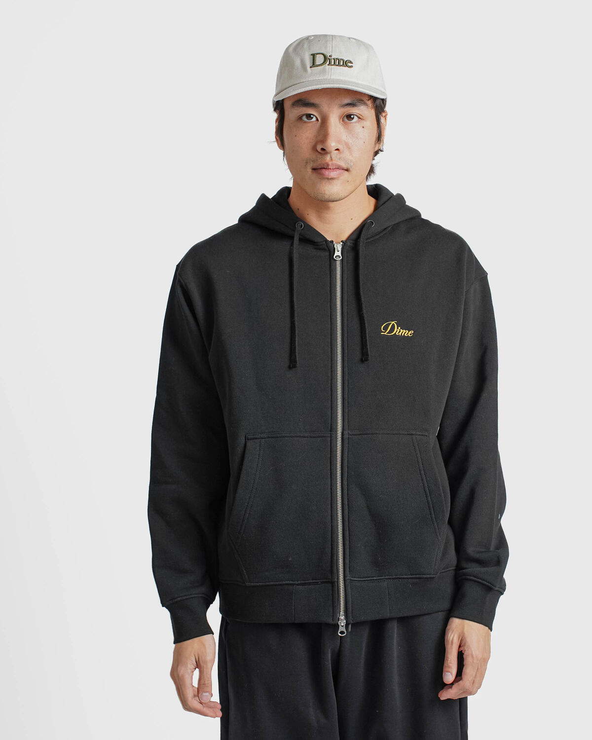 Dime Cursive Logo Zip Hoodie | DIMEHO2453BLK | AFEW STORE