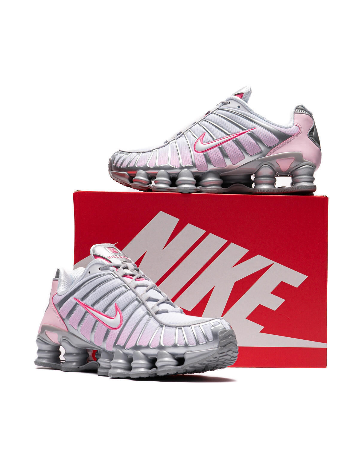 pink and white nike shox