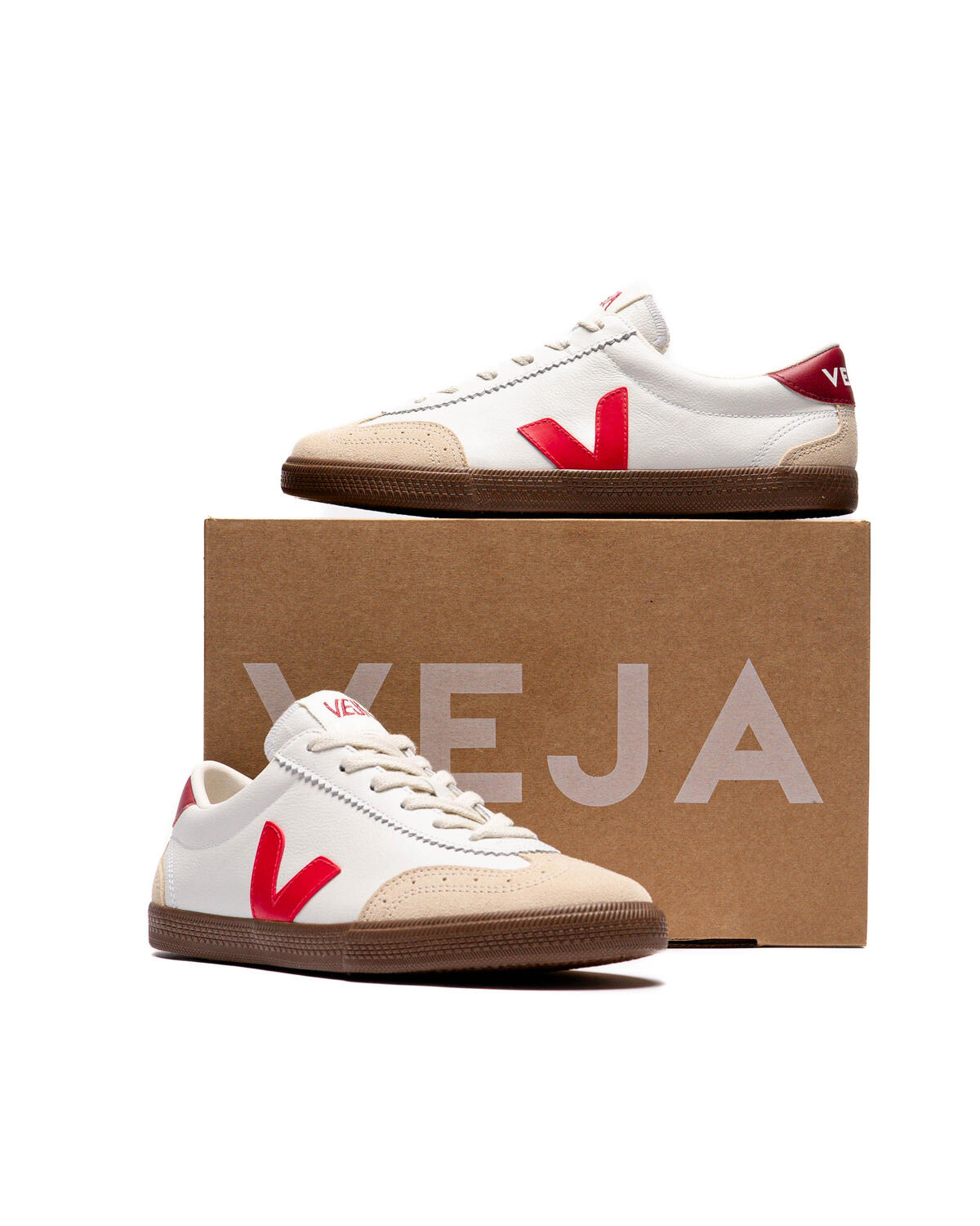 Veja Volly O.T. Leather White/Pek Bark (Women's) - Image 9