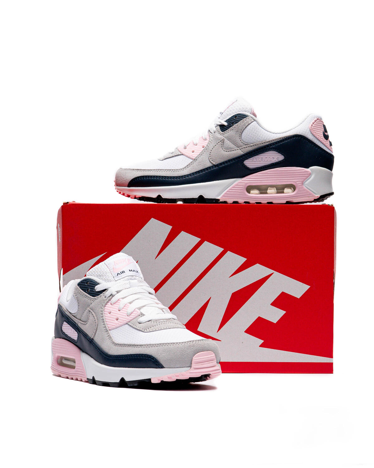 NIKE AIR MAX 90 WHITE/WOLF GREY/PINK FOAM/ARMORY NAVY - Image 17