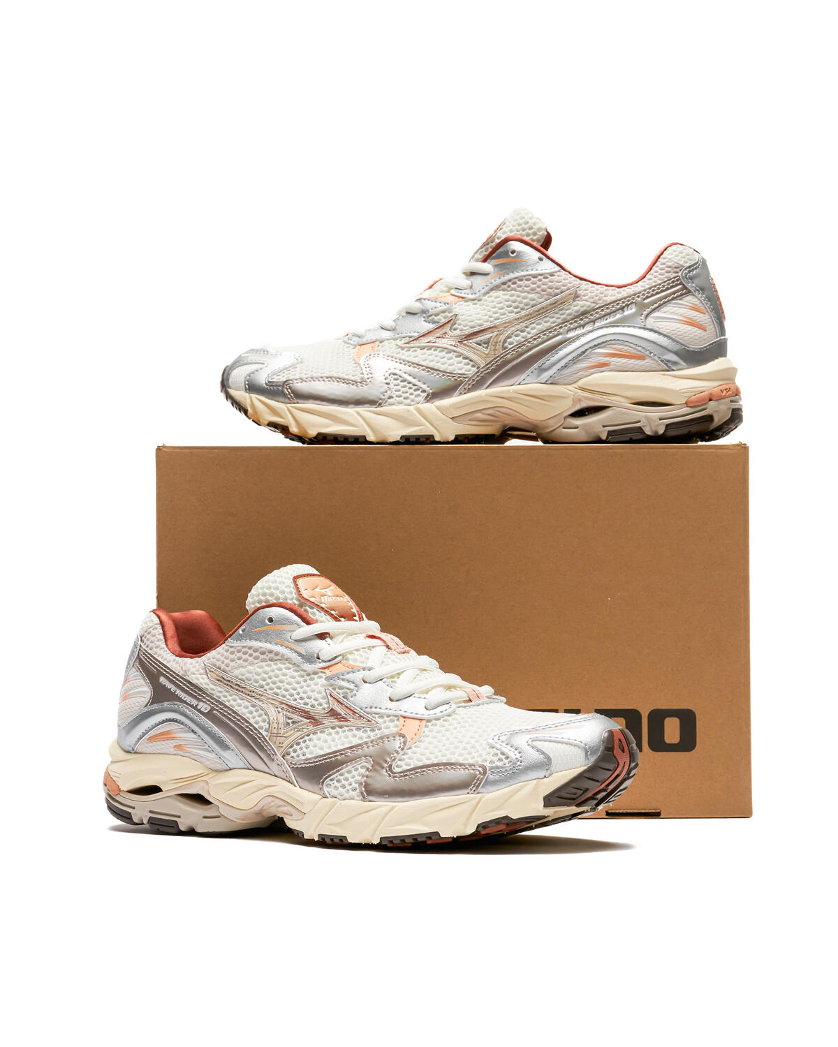 Mizuno Wave Rider 10 Beige / Silber / Rot - Image 12