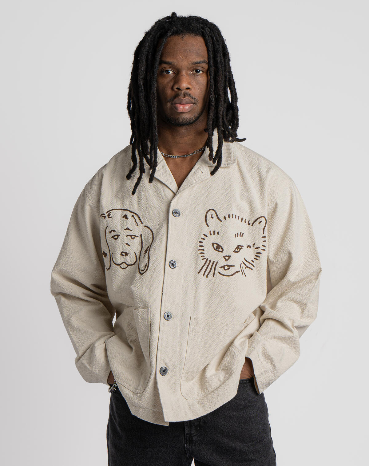 Obey Vesta Shirt Jacket - Egret - Image 6