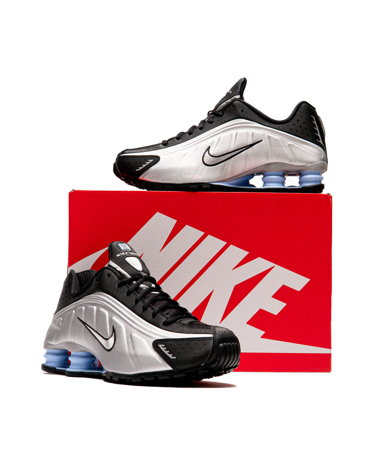 Nike Shox R4 Metallic Silver / Black / Psychic Blue - Image 23