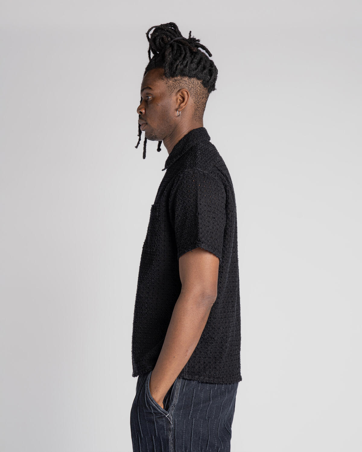 thisisneverthat Damaged Denim Zip S/S Shirt | TN250DSHTS01 | AFEW 