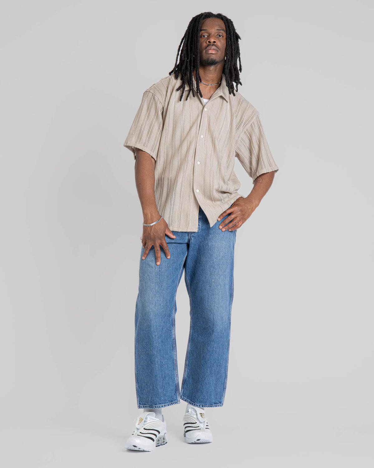 Beams Mesh Open Collar Shirt - Image 3