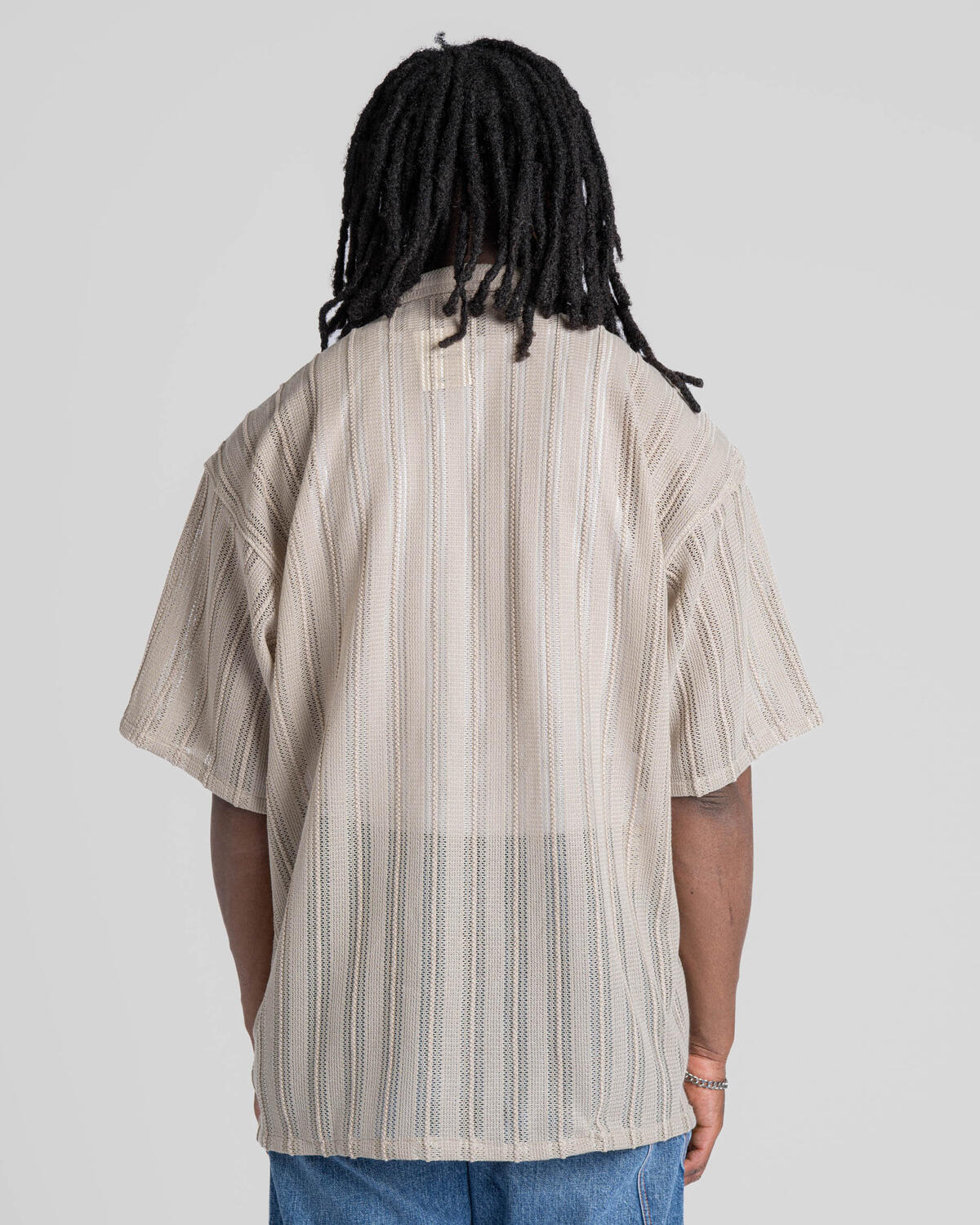 Beams Mesh Open Collar Shirt - Image 6