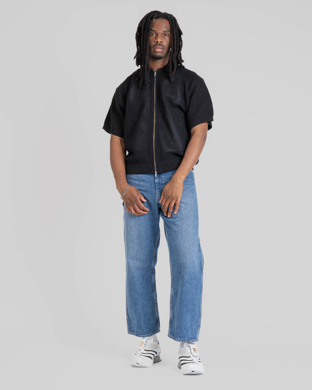 Beams Mesh Knit Polo Shirt - Image 3