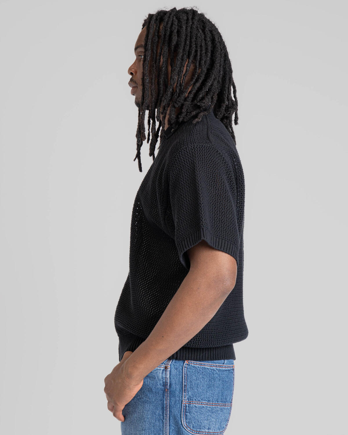 Beams Mesh Knit Polo Shirt - Image 5