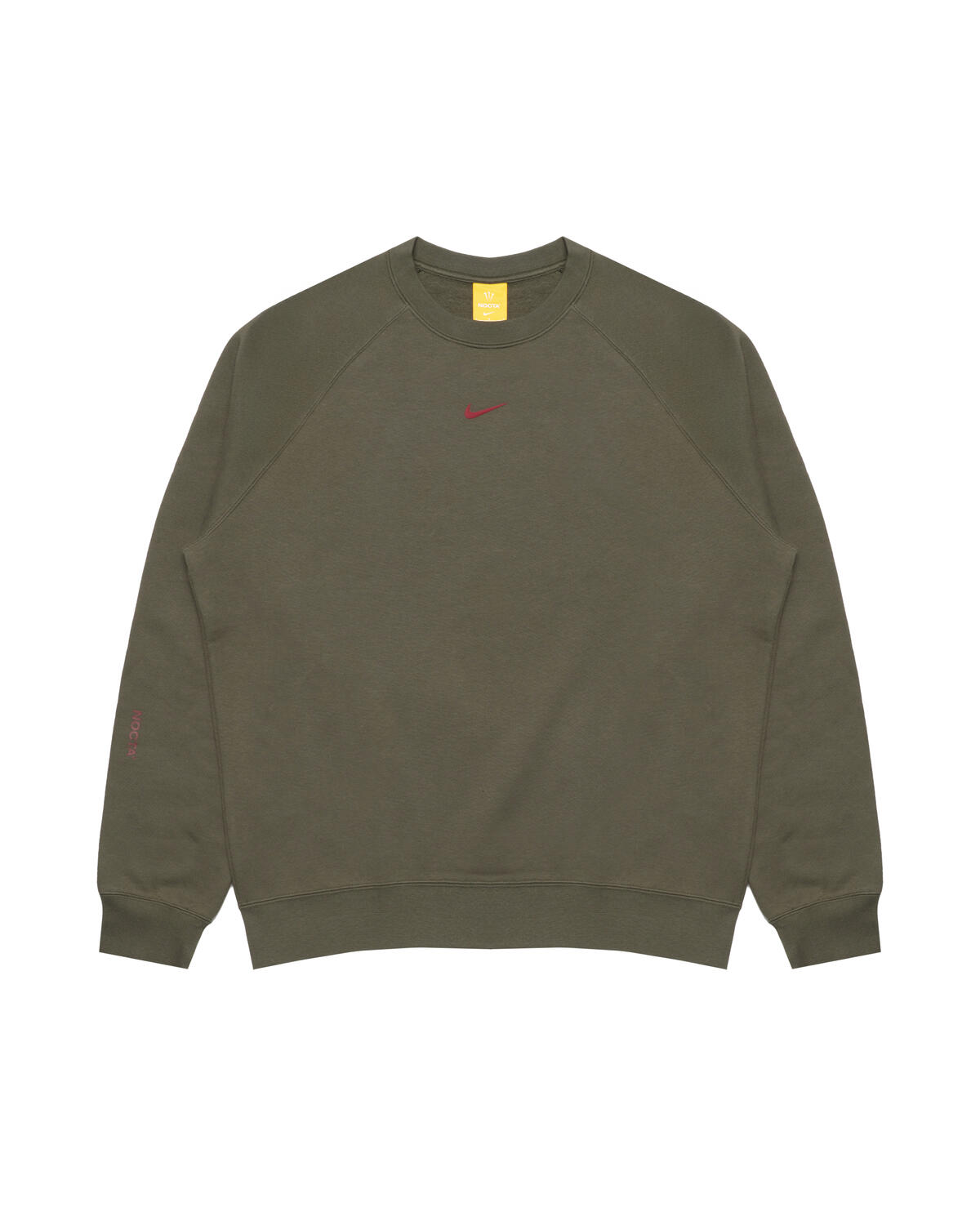 Nike NOCTA Men's Fleece CS Crew Cargo Khaki/Team Red FN8160-325 - Image 9