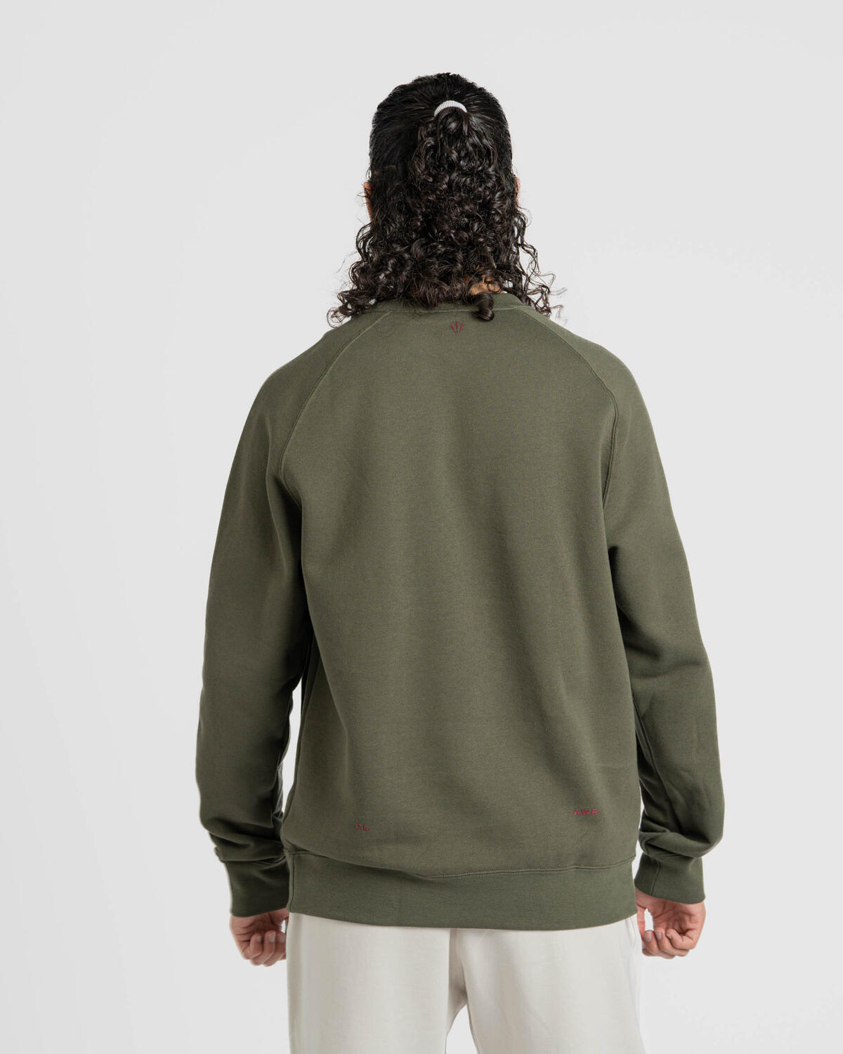 Nike NOCTA Men's Fleece CS Crew Cargo Khaki/Team Red FN8160-325 - Image 13